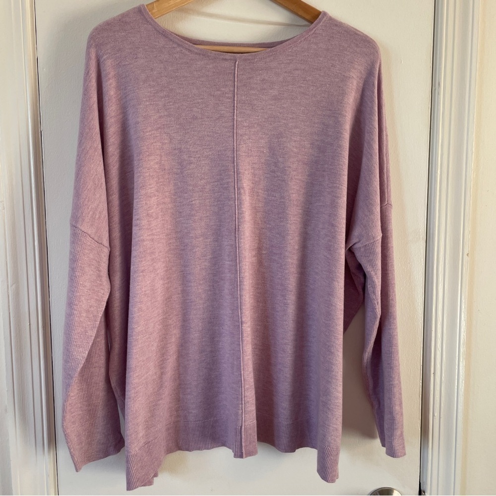Chico’s Center Seam Lavender Pastel Spring Cotton Cashmere Blend Sweater 3 XL - Picture 2 of 6
